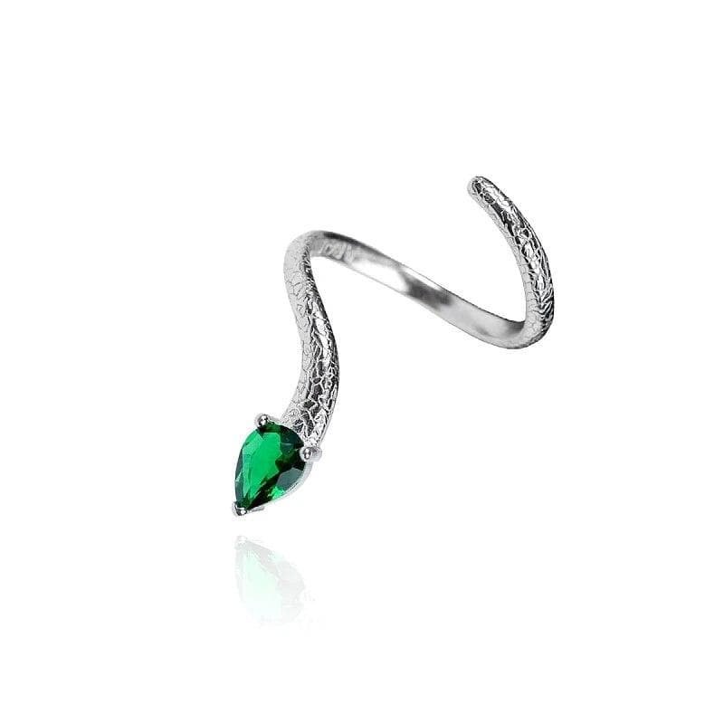 Exquisite Green Snake Ring Women's Personality Fashion Temperament Open Ring Winding Snake Water Drop Ring Gift