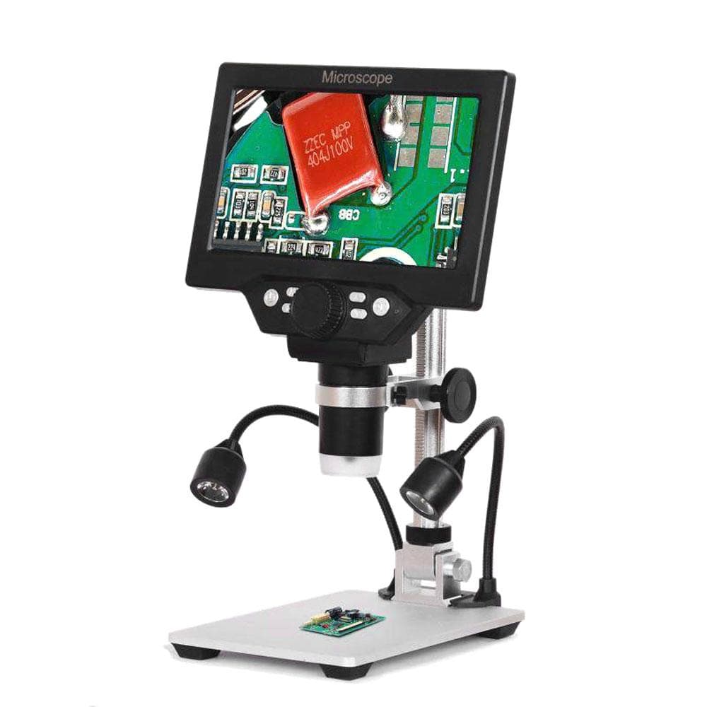 G1200 Digital Microscope 7 Inch Large Color Screen Large Base LCD Display 12MP 1-1200X Continuous EU Plug& With battery