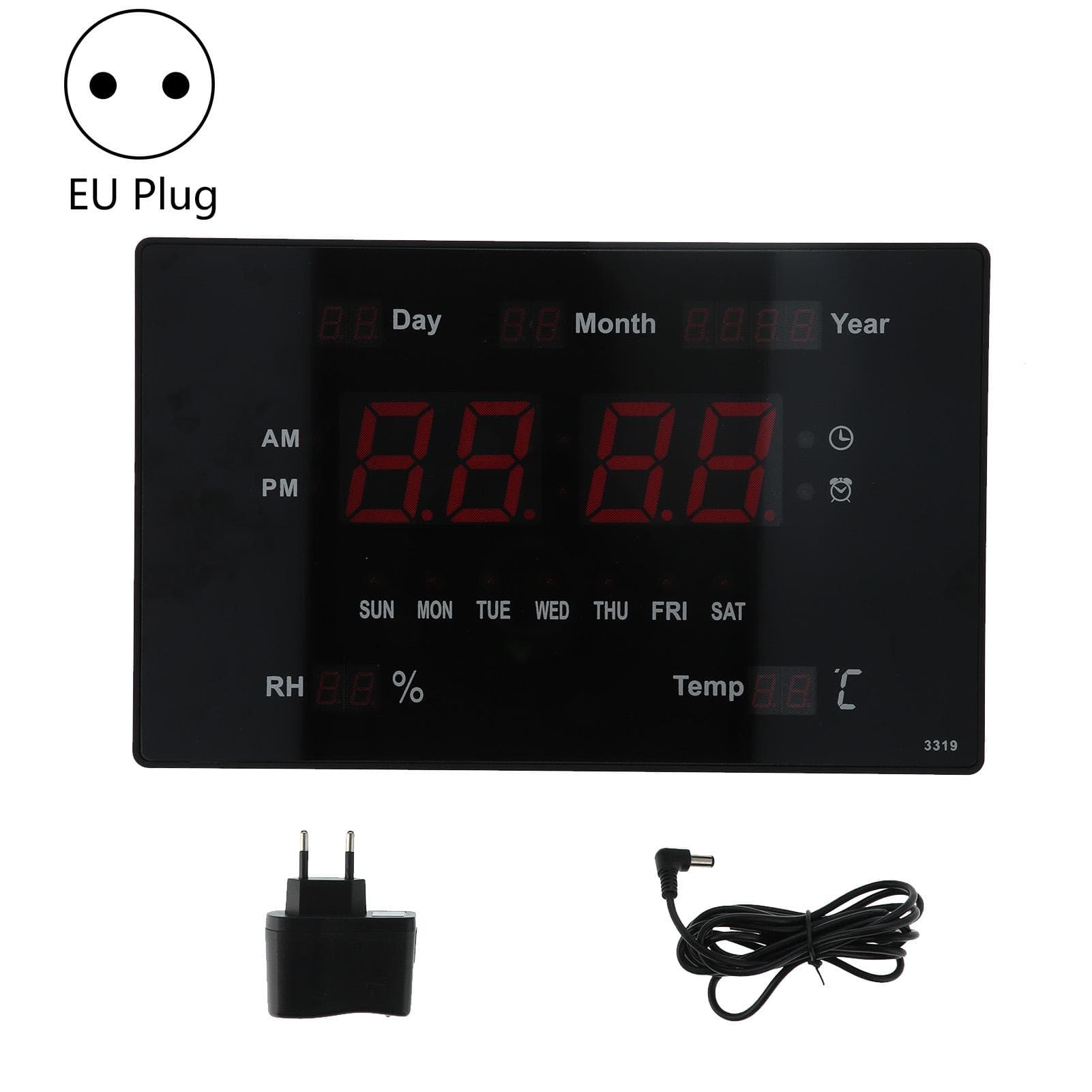 100?240V LED Digital Clock Multifunction Wall Clock with Temperature Humidity Perpetual Calendar