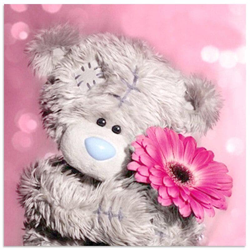 Bear Holding a Flower 5D DIY Diamond Painting Animals Full Round Diamond Embroidery 30x30CM