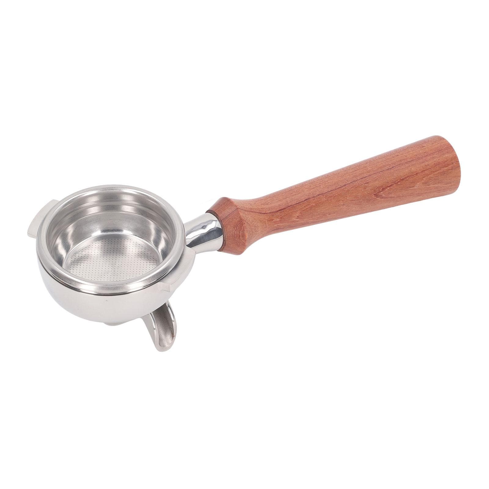58mm Double Spouts Portafilter for Nuova Coffee Machines Stainless Steel Filter Basket Solid Wood F Jacoranda