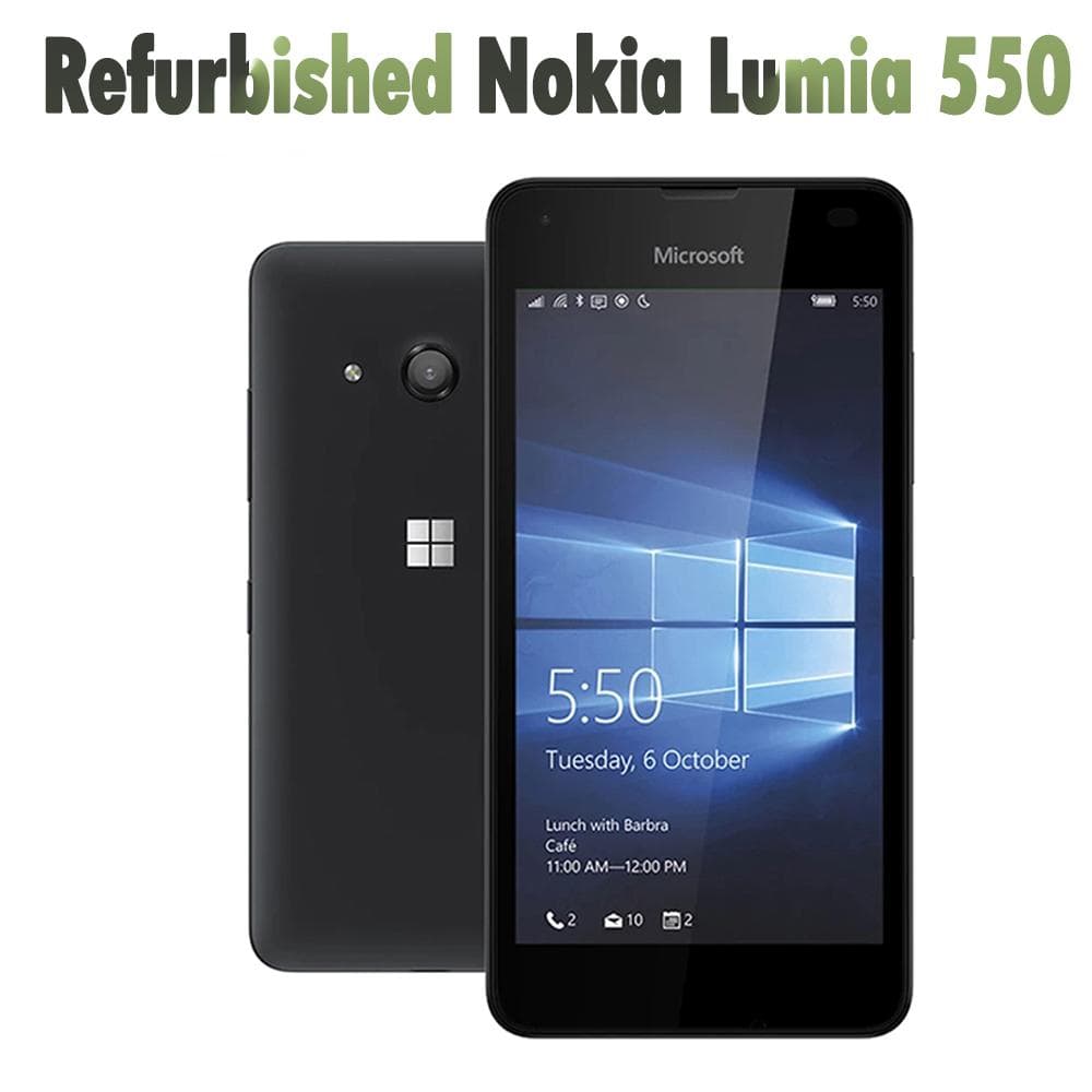 Refurbished Nokia Original Lumia 550 5MP Camera Quad-core 8GB ROM 1GB RAM mobile phone LTE FDD 4G 4.7 720x1280 pixel With 1 SIM Simple Set black