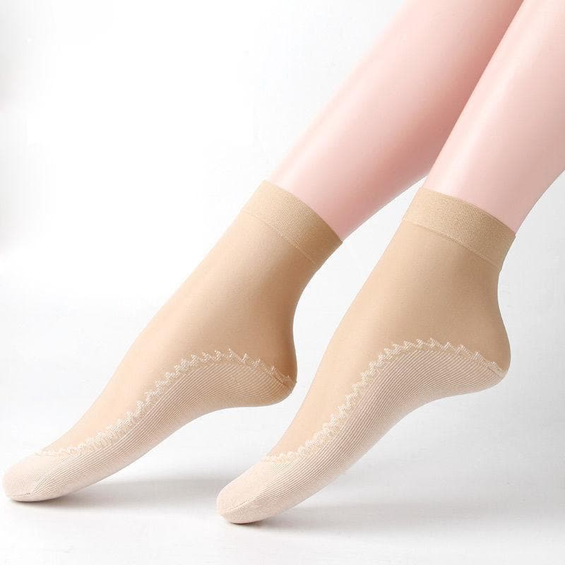 Cotton Stockings Women's Summer Black Stealth Transparent Anti-hook Stockings 5 pairs nude