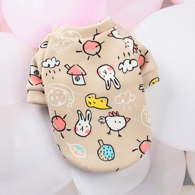 Cute Pet Clothes Costume Animal Printed Dog Coat Cotton Soft Pullover Jacket Sweatshirt Cat Sweater Pets Clothing Outfit L