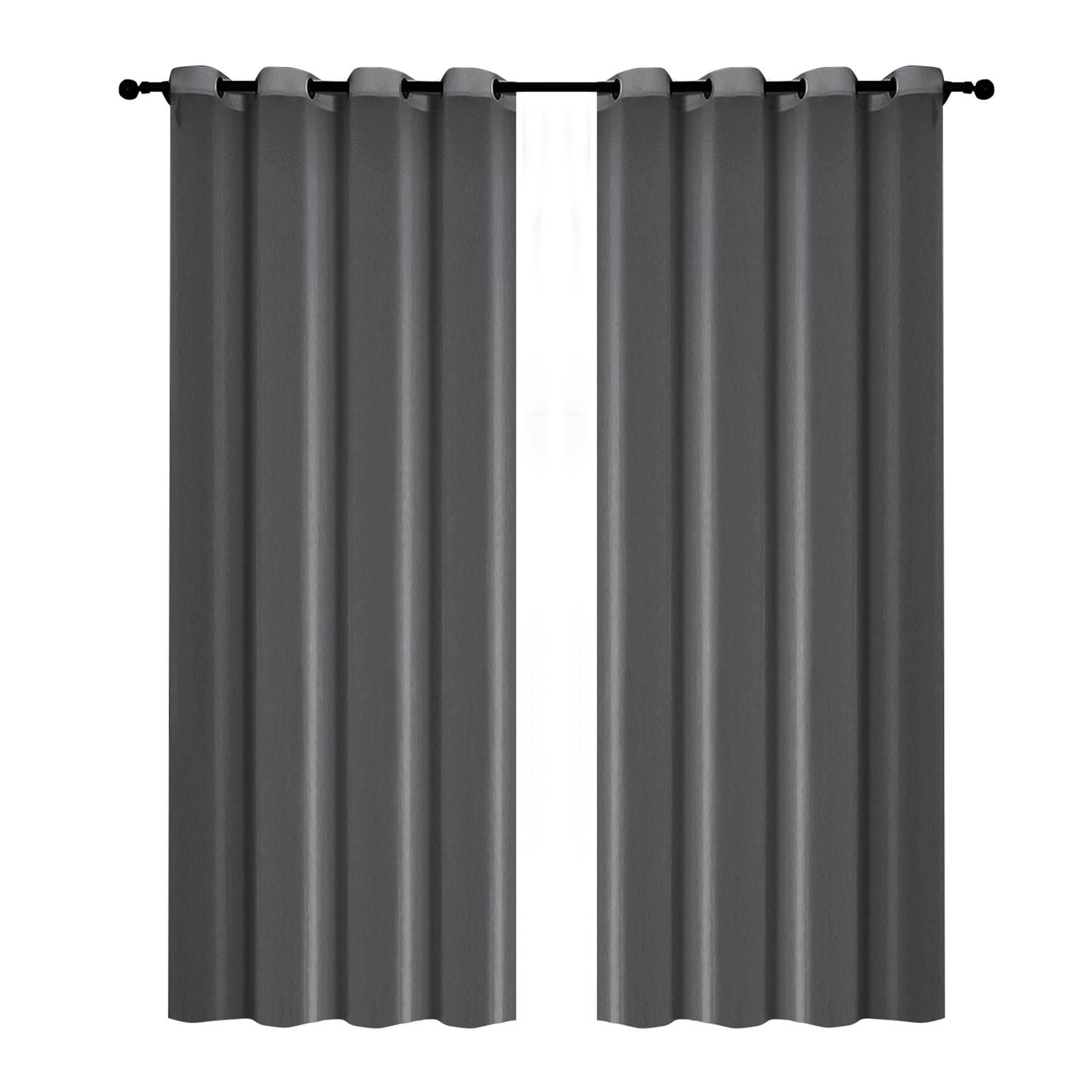 Festnight 145*140cm Solid Color Curtains Polyester Fiber Grommet Light Filtering Casual 145x140cm dark grey