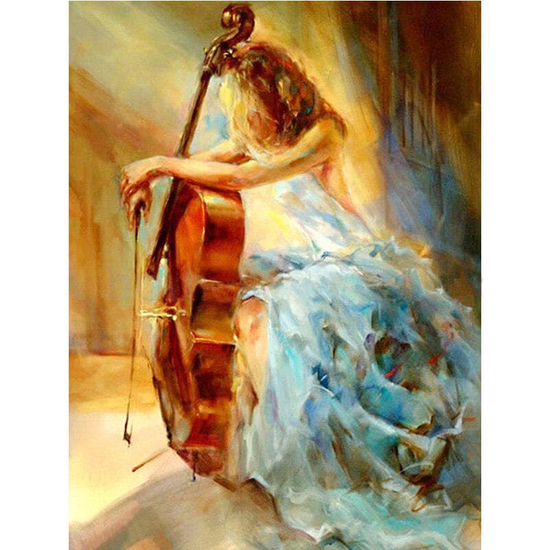 5D Diamond Painting Cross Stitch Full Drill Round Peacock Cello Beauty Diamond Embroidery Home Decor 20X30CM