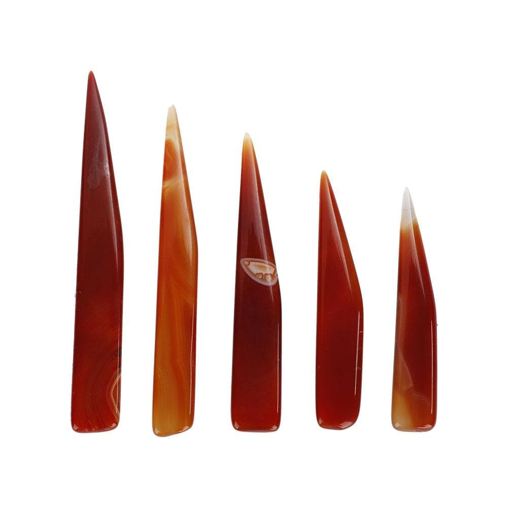 5pcs Agate Knife Burnisher Hand Craft Jewelry Making Tool for Gold/Silver Polishing (Red) red