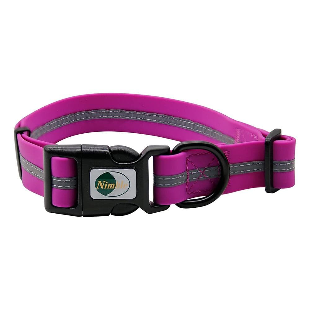 Dog Collar PVC Waterproof Pet Collars Anti-Odor Durable Adjustable Polyester Soft with Reflective Stripe Basic Dog Collars S/M/L S purple