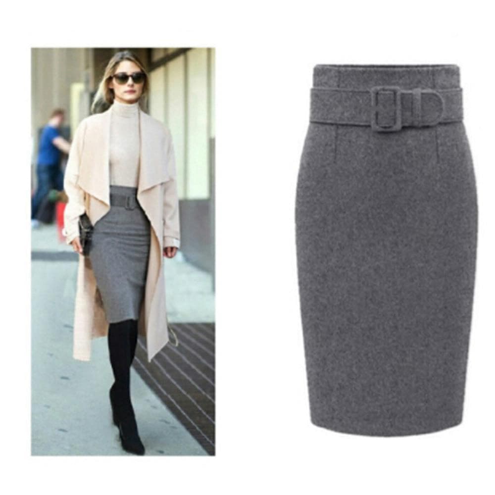 High Waist Skirts Fashion Cotton Large Size High Waist Pencil Skirt Autumn Winter Skirts XXL dark grey