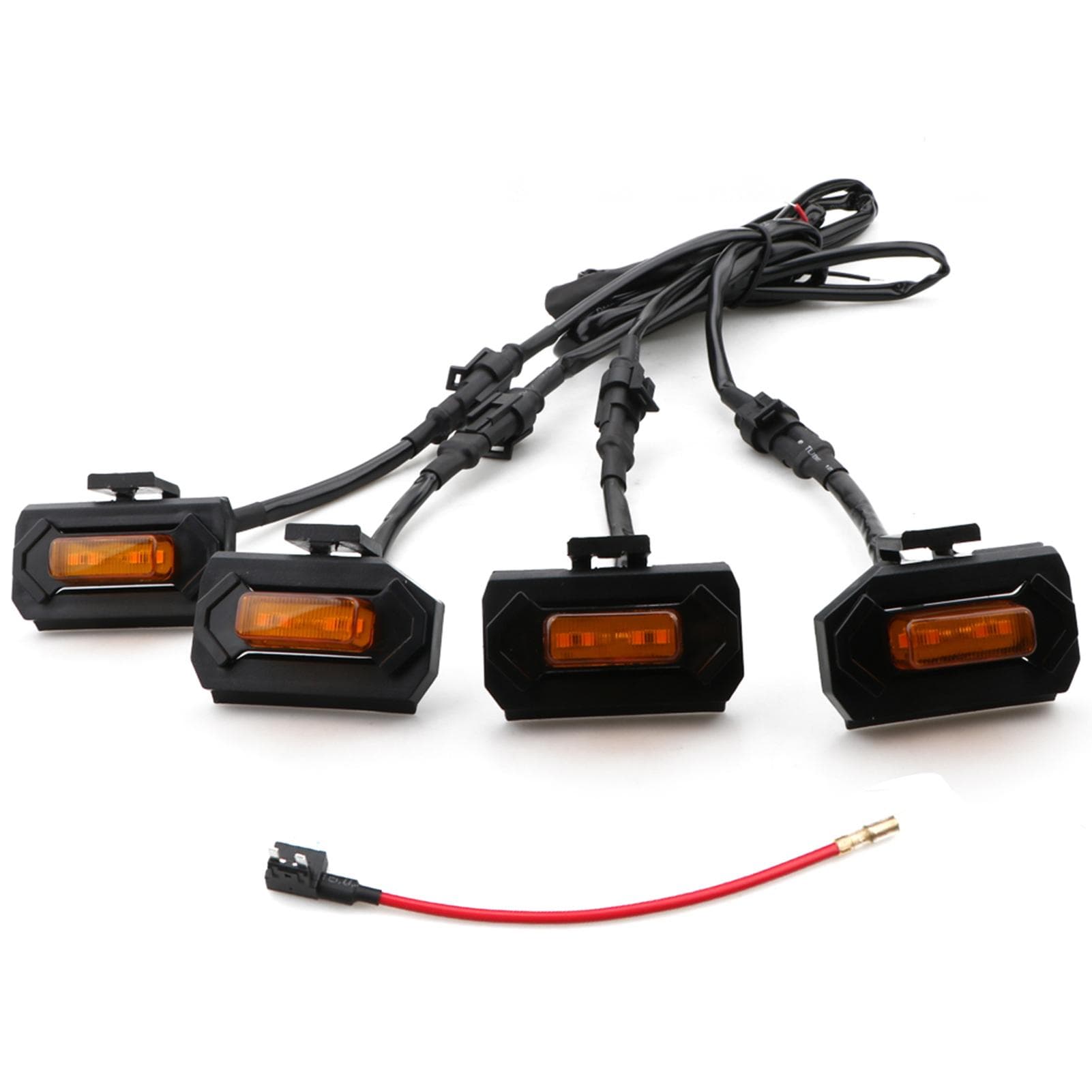 4 PCS Front Grille LED Grille Lights With add a Fuse Replacement for Tacoma TRD PRO 2020-2021 Black Black Shell Amber Yellow Light