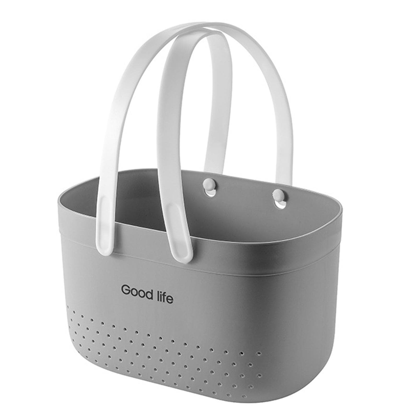 Bath Basket with Handle Hollow Draining Storage Baskets Shower Tote for Home Bathroom Pantry Kitchen Shampoo Snacks Cosmetic Organizer ASL grey