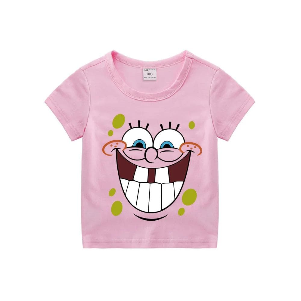 SpongeBobs SquarePants Children Clothing Anime Summer Short Sleeve Cute Patrick Star Clothes Cotton T-shirt Cartoon Kids Tops 160