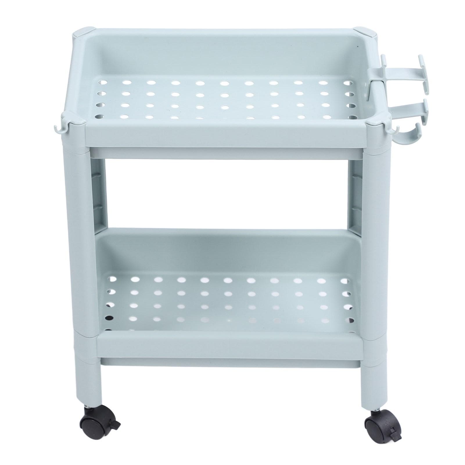 Bathroom Floor Storage Shelf Bathroom Storage Open Shelf Unit Freestanding Corner Rack Shelves 2 Layers (with Wheels)