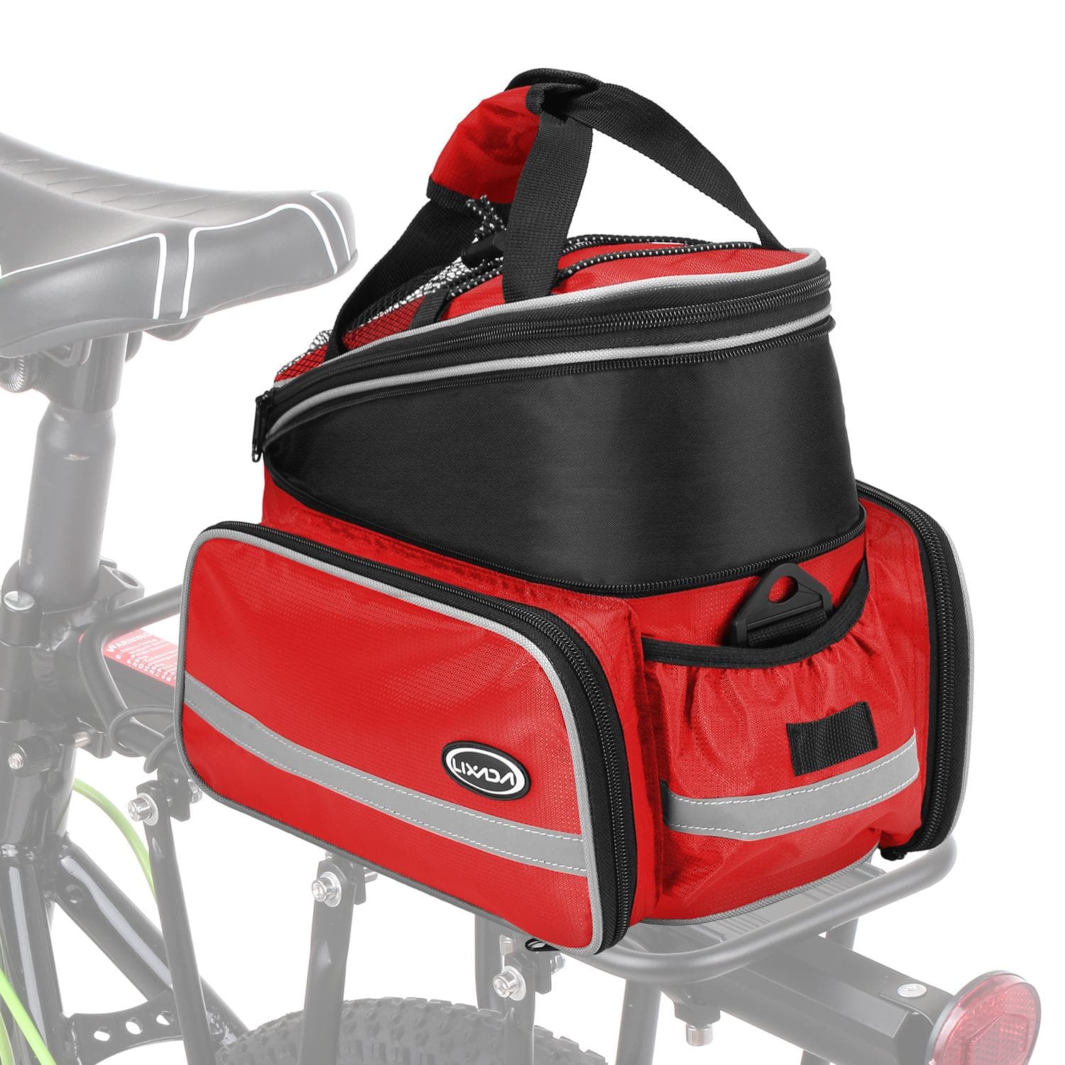 Lixada Waterproof Bicycle Rear Seat Bag Cycling Bike Trunk Bag Bike Pannier Bag Shoulder Bag with red