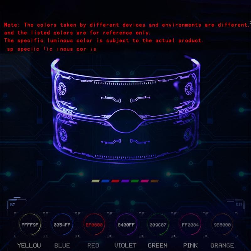 Cool LED Glasses Neon Light Flashing Sunglasses Punk Goggles Cyber Future Cosplay Party Glow Accessories