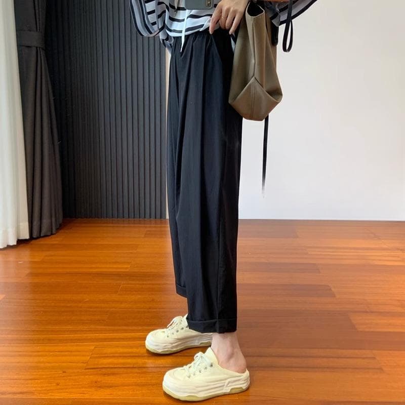 Pear-shaped Body Ice Silk Wide-leg Women's Summer Thin Style Large Size Fat Girl Mm Slimming and Covering The Sky Silk Straight-leg Grandma Pants XXL