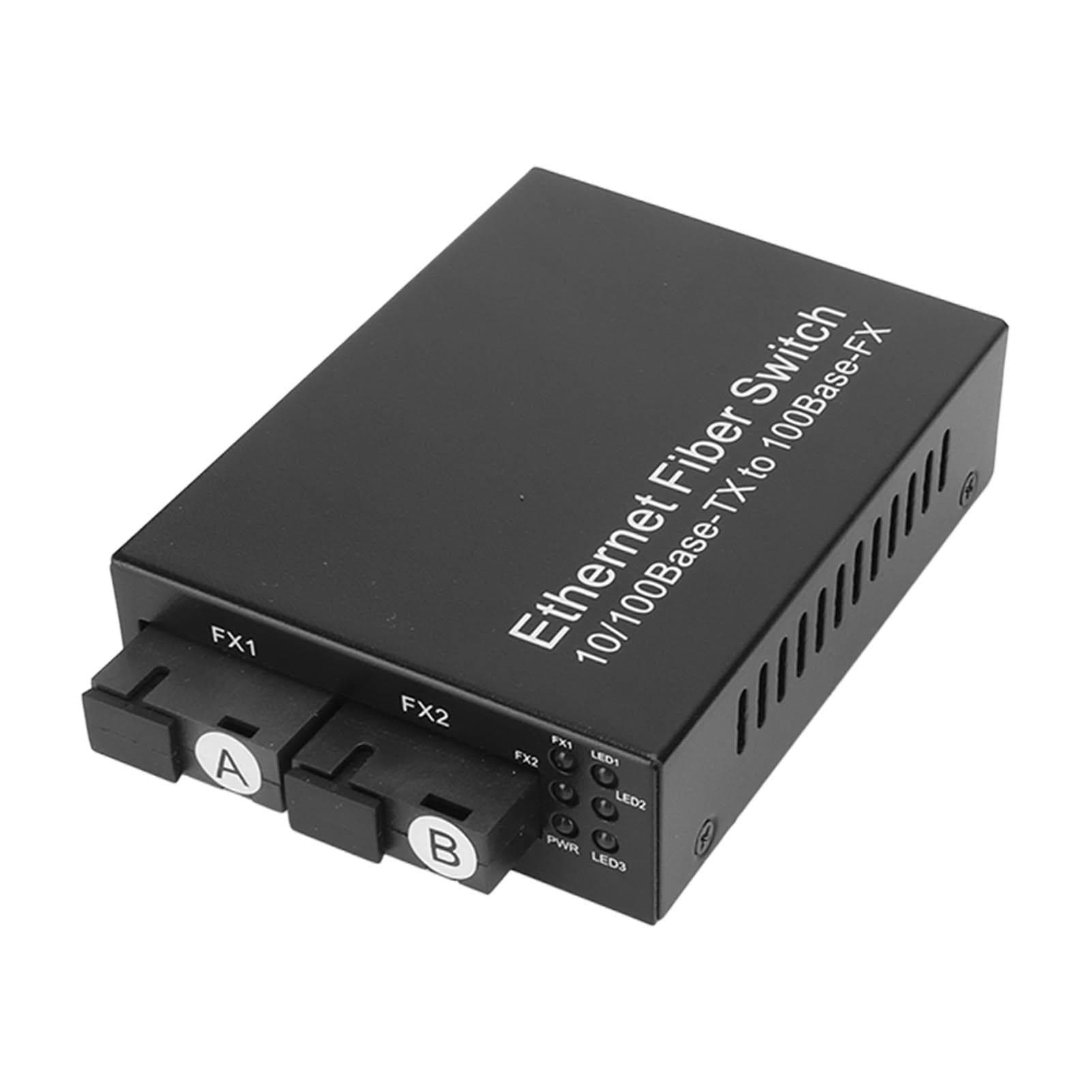Ethernet Media Converter 100Mbps SC Single Fiber Singlemode RJ45 Port Fiber Ethernet Transceiver UK Plug