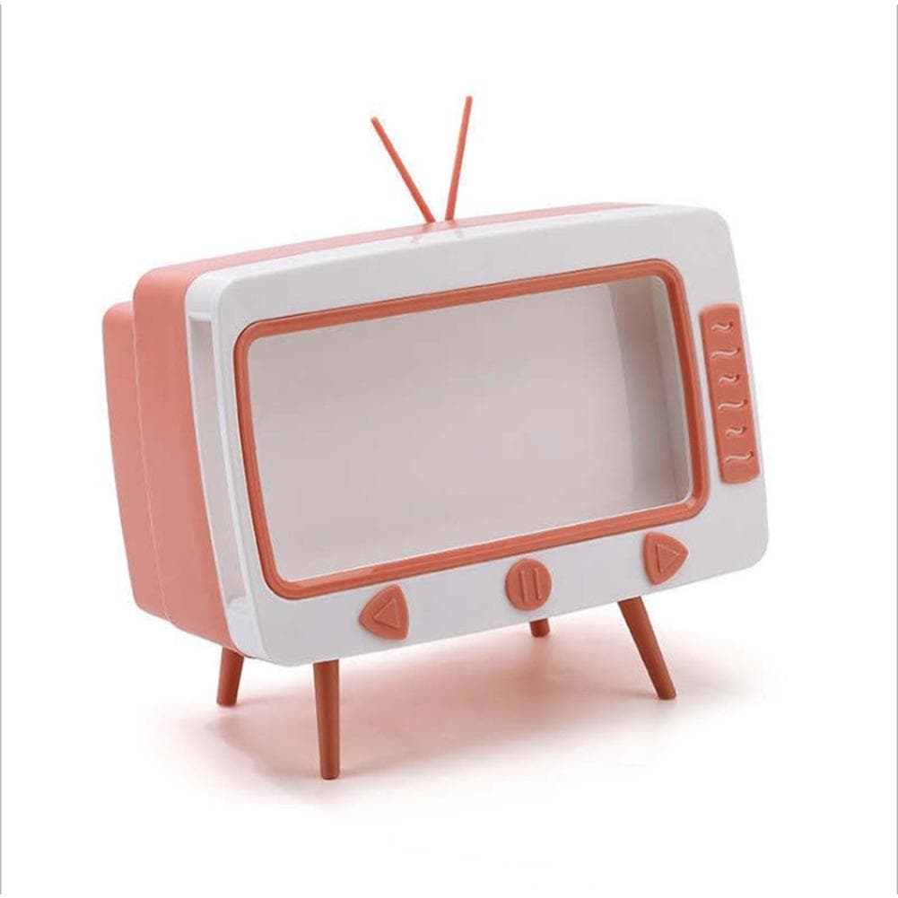 Retro Tissue Box Television Shaped Roll Paper Storage Container Built In Phone Holder