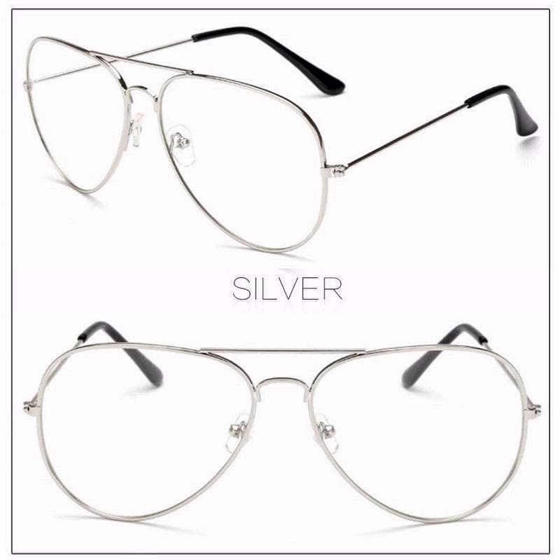 Clear Lens Nerd Eyeglasses Women Men Fashion Unisex Hipster Eyewear Metal Frame Glasses silver