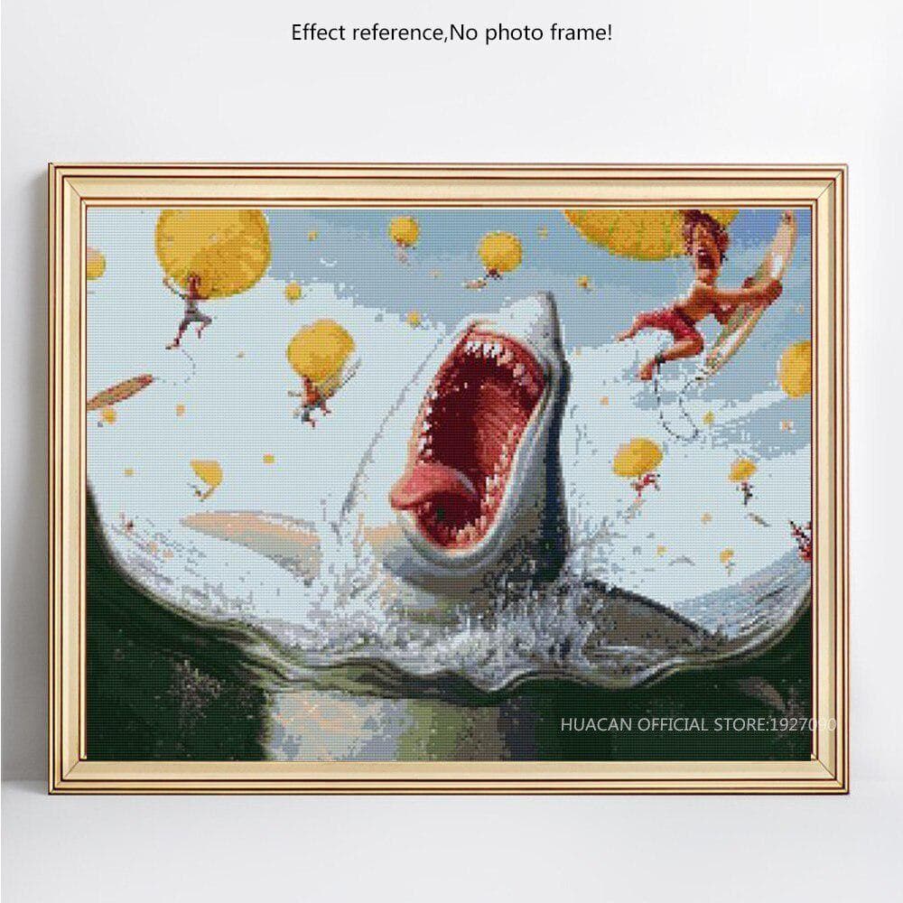 Diamond Painting Animal Shark Rhinestone Mosaic Diamond Embroidery Cross Stitch 20X30CM