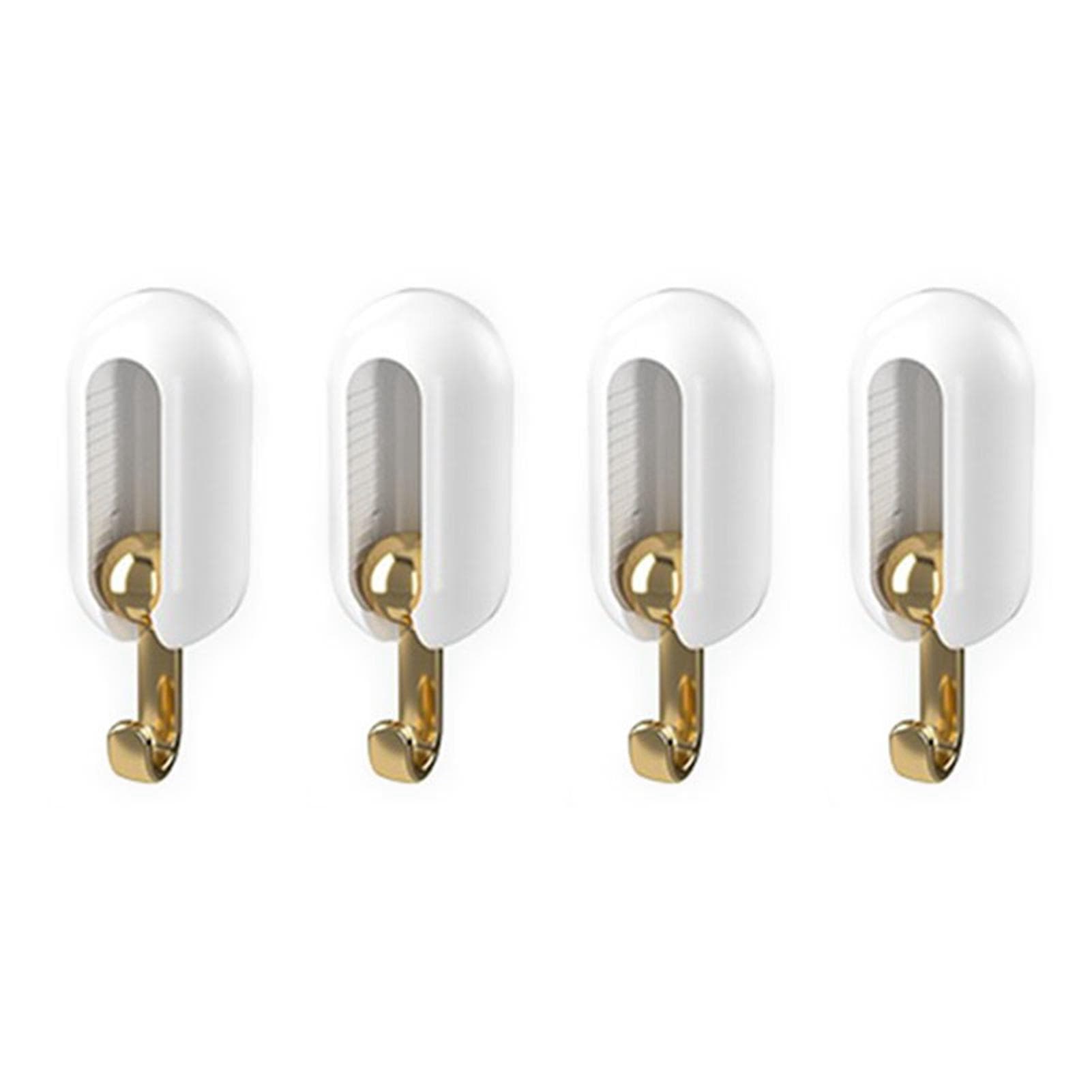 4pcs Self Adhesive Hooks Multipurpose Modern Minimalism Style Punch Free Strong Load Bearing Wall white