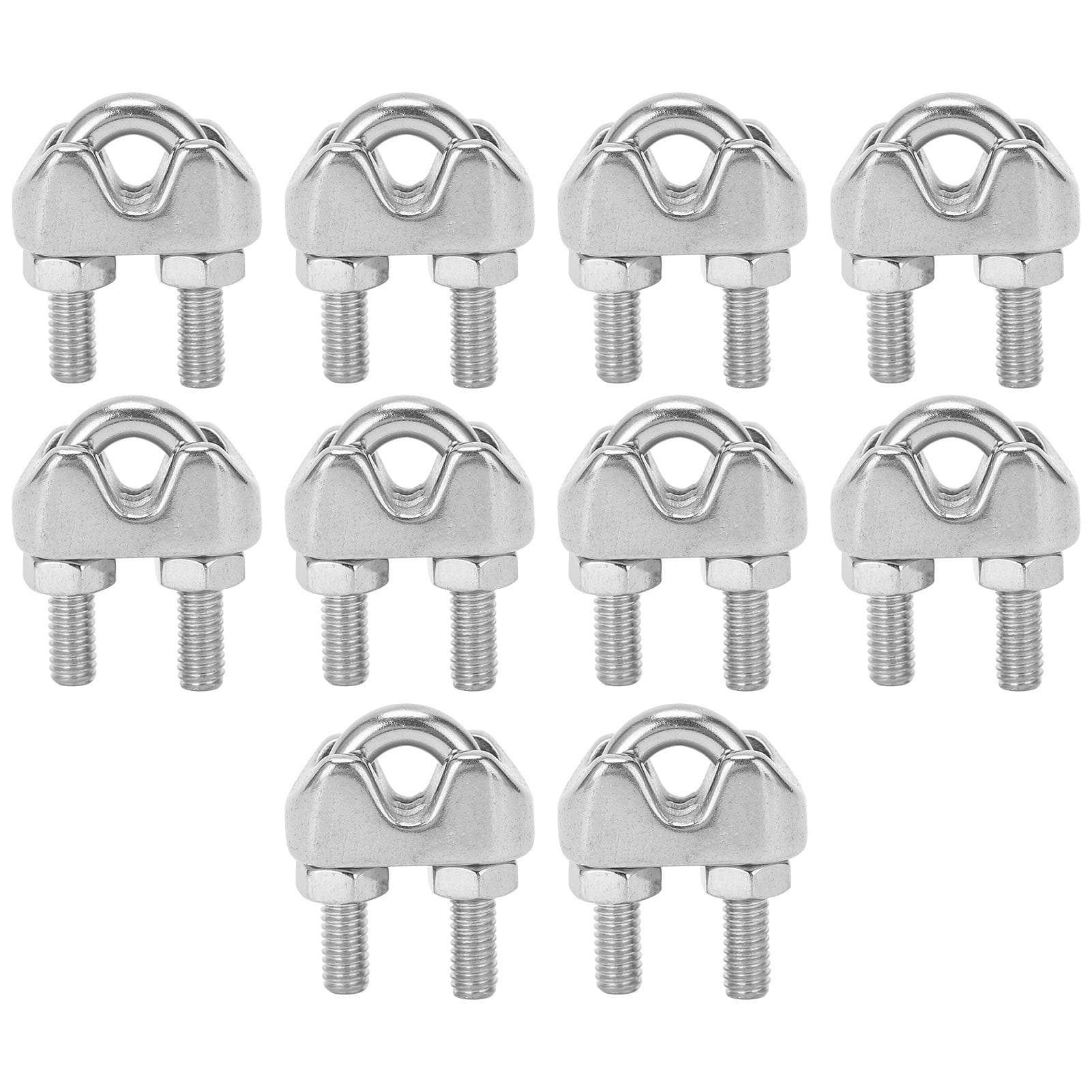 10pcs 3/16 Inch M4 Stainless Steel Wire Rope Cable Clip Clamp U Bolt Saddle Fastener