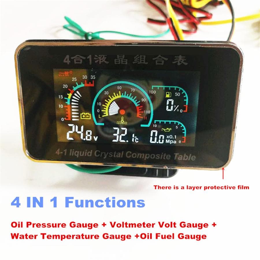 Car LCD Digital Oil Pressure Gauge+Voltmeter+Water Temp Meter+Oil Fuel Gauge