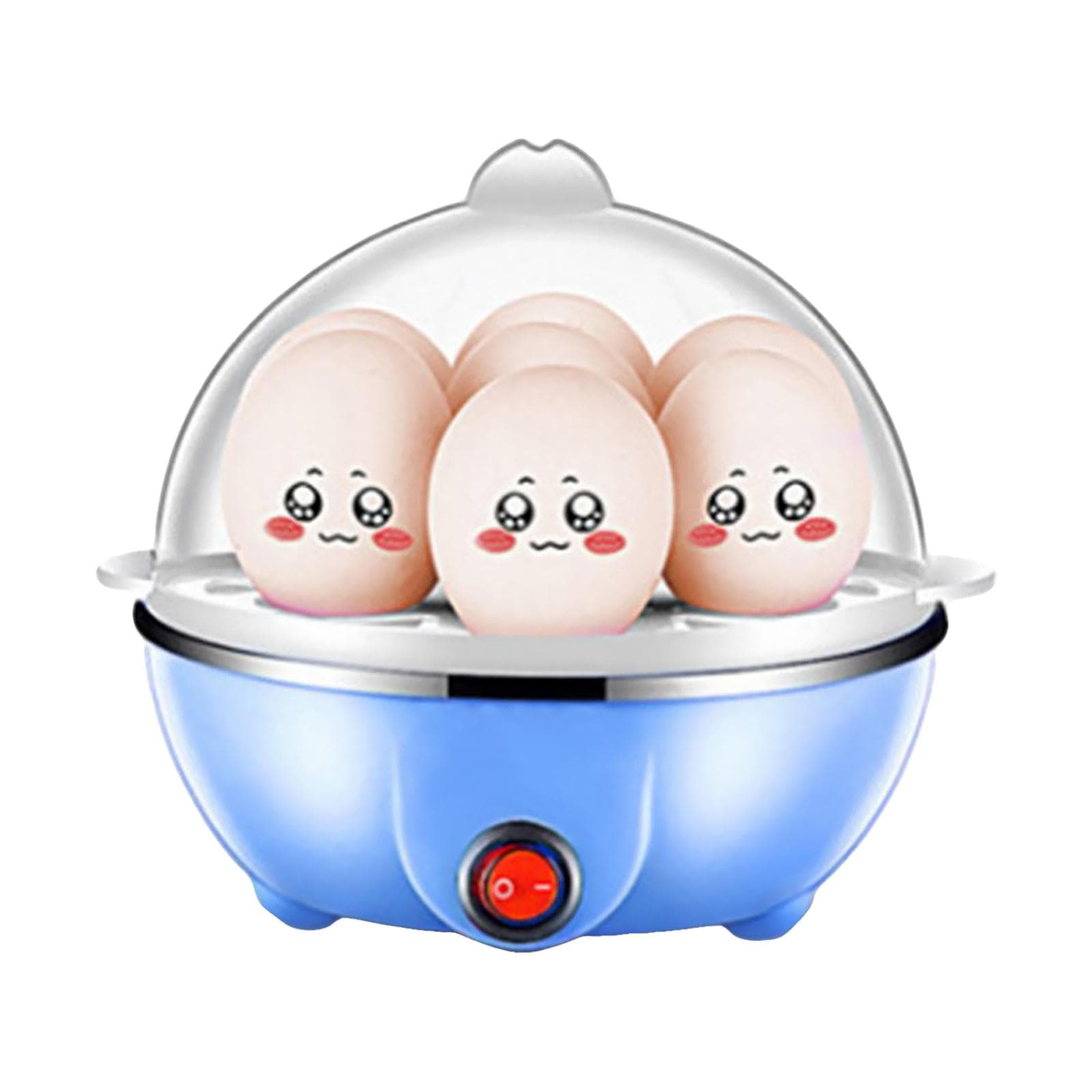 Egg Cooker 7 Egg Capacity Hard Boiled Egg Cooker Antidry Electric Egg Boiler with 40mL Measuring Single layer blue
