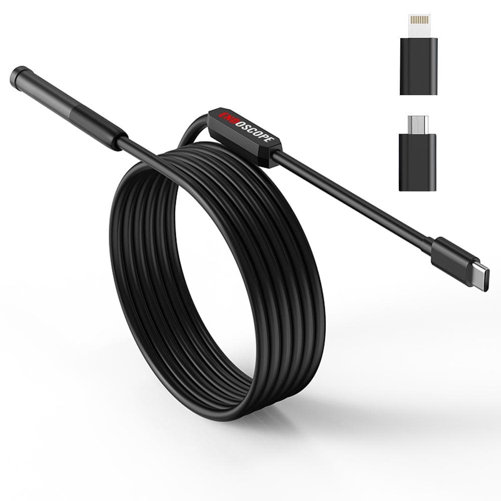USB Endoscope for Android iOS Phone 8mm WiFi Borescope Waterproof Snake Camera with 6 LED Light black