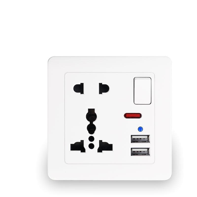 EU Standard Usb Socket Gray Embedded Panel 2.1A Dual USB Port AC 110-250V UK Wall Power Socket Universal 5 Hole Outlet single white