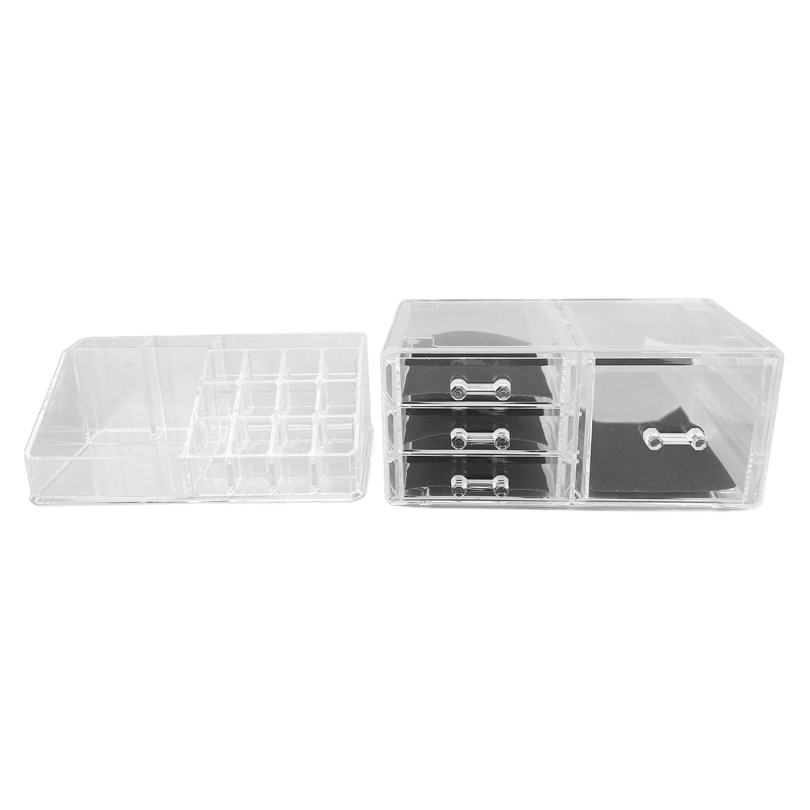Clear Makeup Organizer Stackable Cosmetics Storage Display Case with 4 Drawers and 1 Tray for