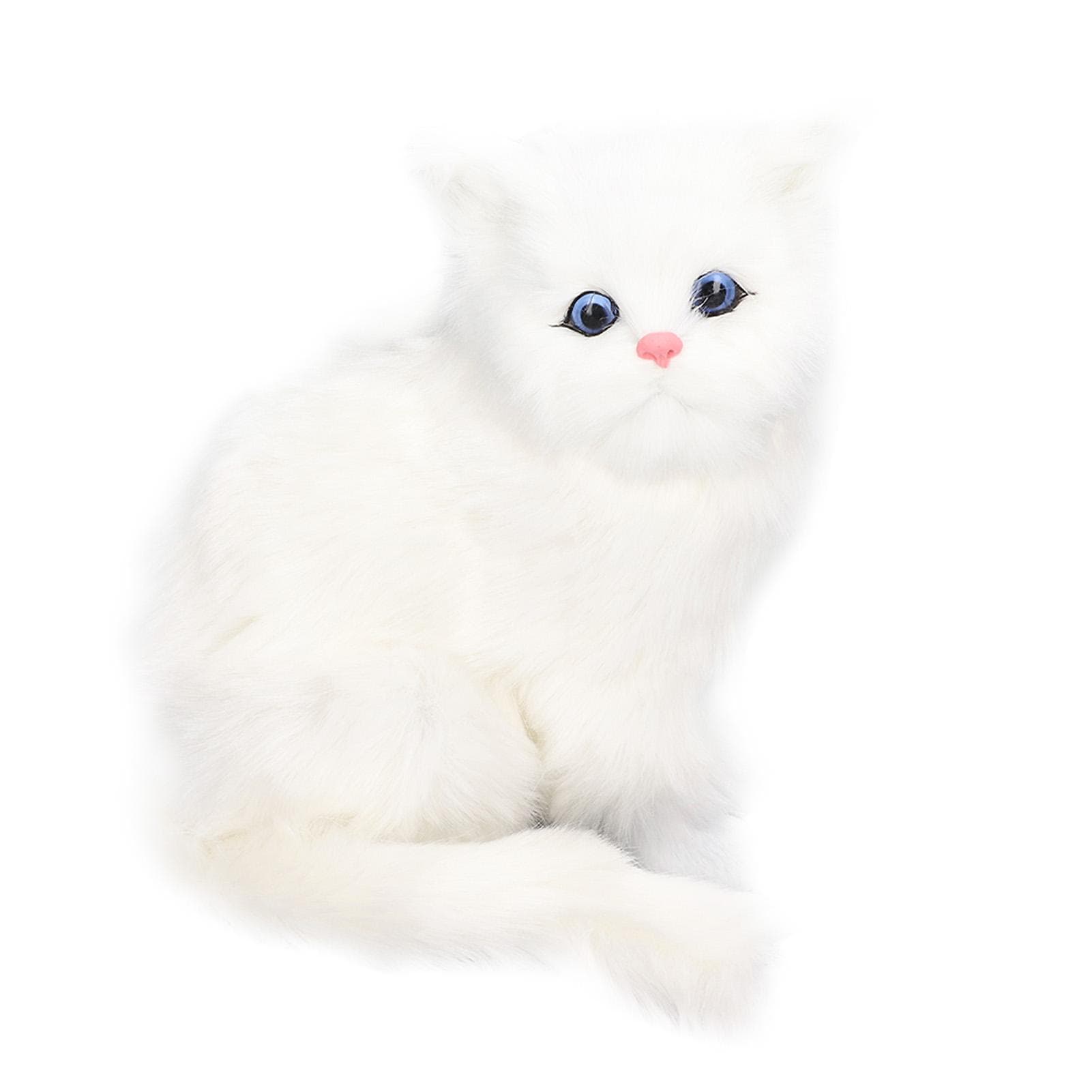 Simulation Cat White Cute Attractive Plush Fake Cat Toy with 84mAh Battery for Toy Gift Decorations
