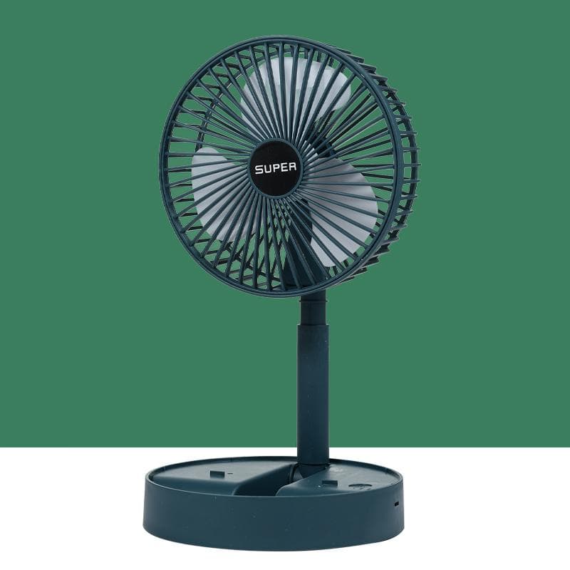 Folding retractable USB rechargeable fan portable mute office desktop small fan green
