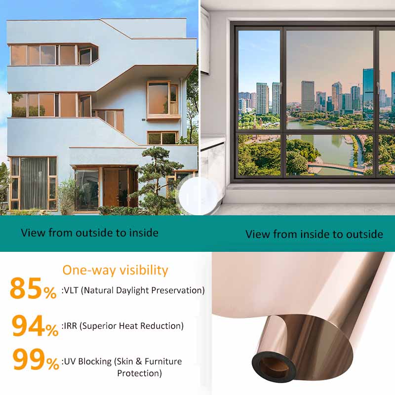 Heat Insulation Window Privacy Film Anti-Glare One-Way Mirror Solar Film Home Shop Windows UV Blocking 50cm*2m