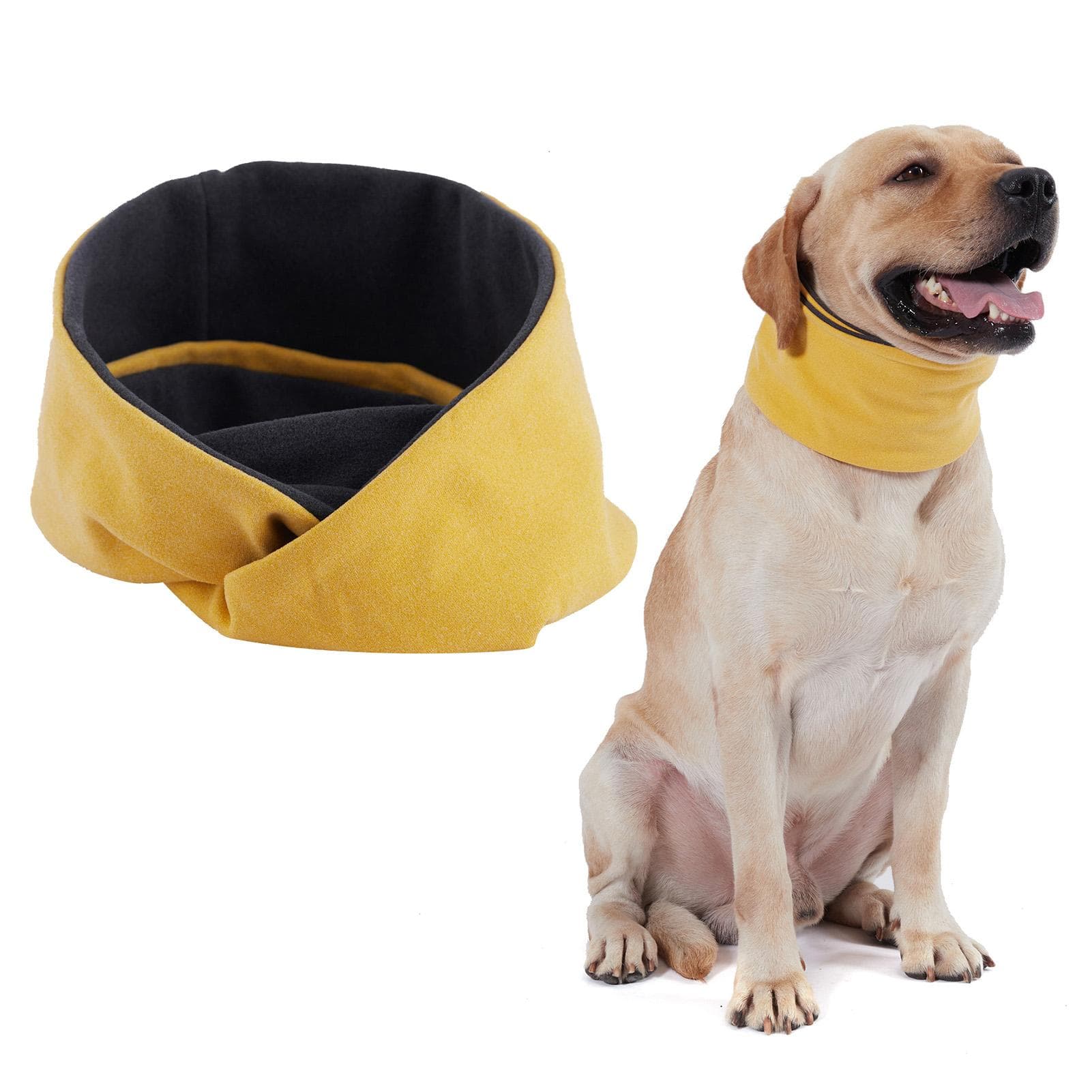 Dog Scarf Reversible Warm Circle Loop Scarf Pet Neck Warmer Gaiter for Winter Small yellow