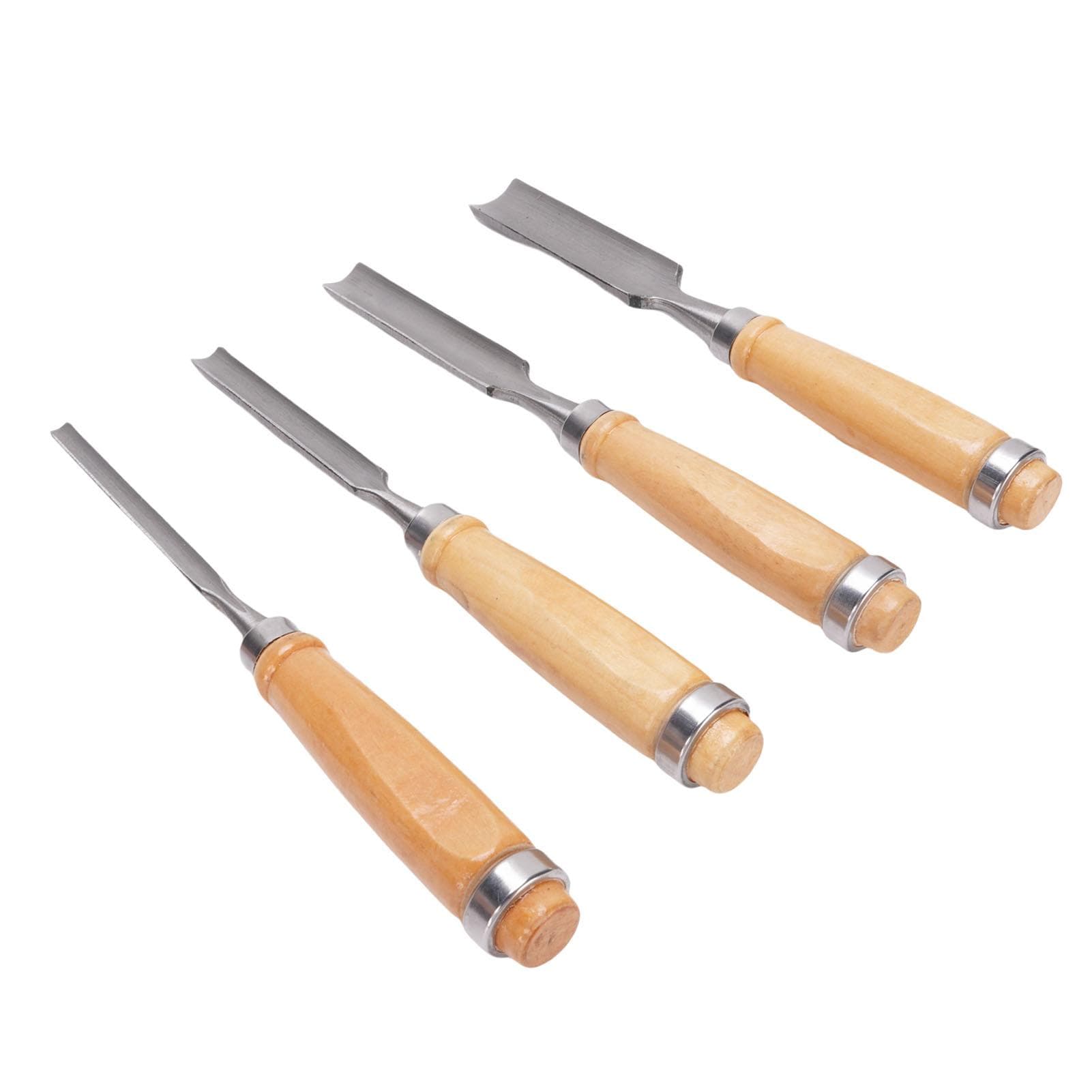 4PCS Half Round Chisel Set Professional Steel Chisel with Wooden Handle Woodworking Carving Chisel