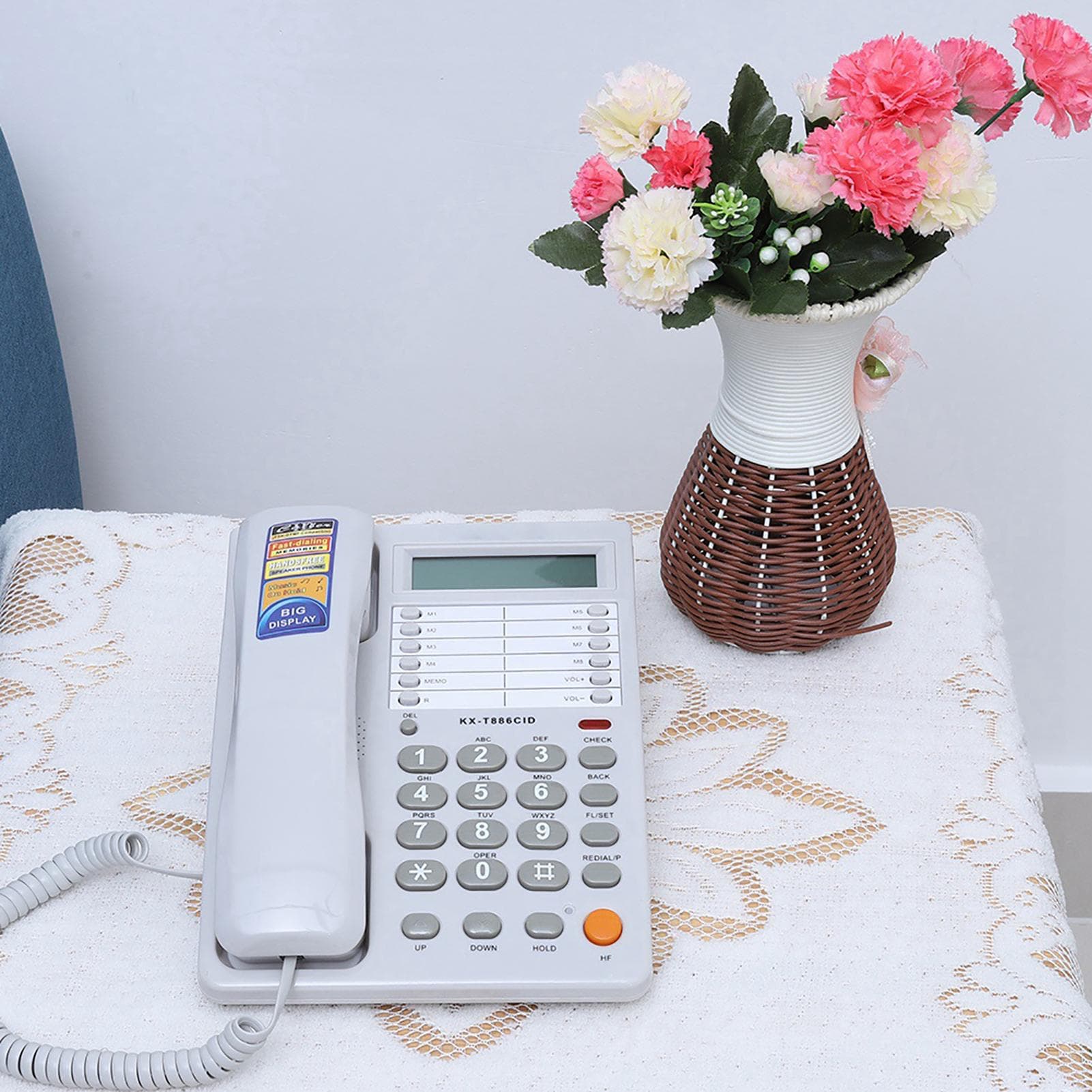 Caller ID Display Landline Wired Home Office Fixed Telephone No Battery DTMFFSK Dual System