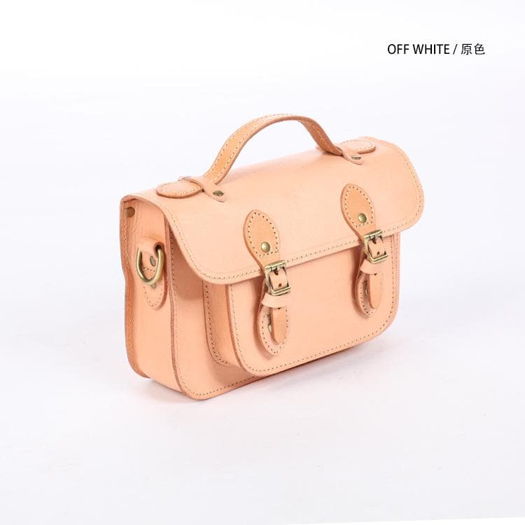 Johnature Handmade Natural Cowhide Women Bag Genuine Leather Solid Color Shoulder Bags Vintage Cambridge Bag beige