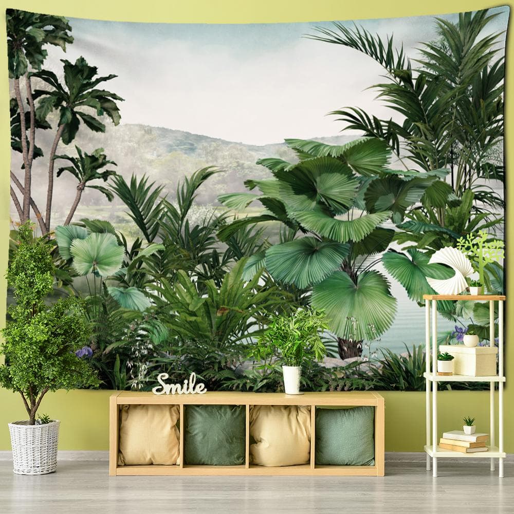 Ethorn Palm Plant Tapestry Wall Hanging Bohemian Tropical Landscape Hippie Print Living Room Psychedelic Home Decor 150x100 cm