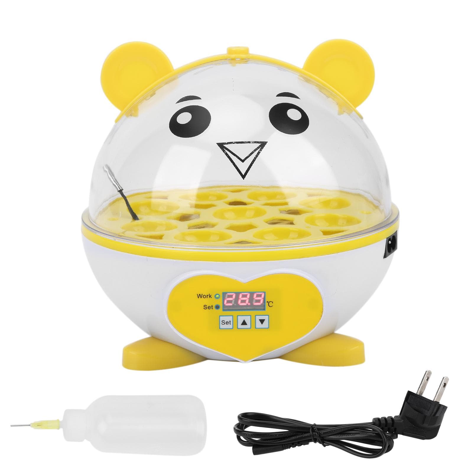 SemiAutomatic Incubator Household Small 9 Eggs Incubator for Chicken Duck Bird Pigeon Quail (Pink ) yellow