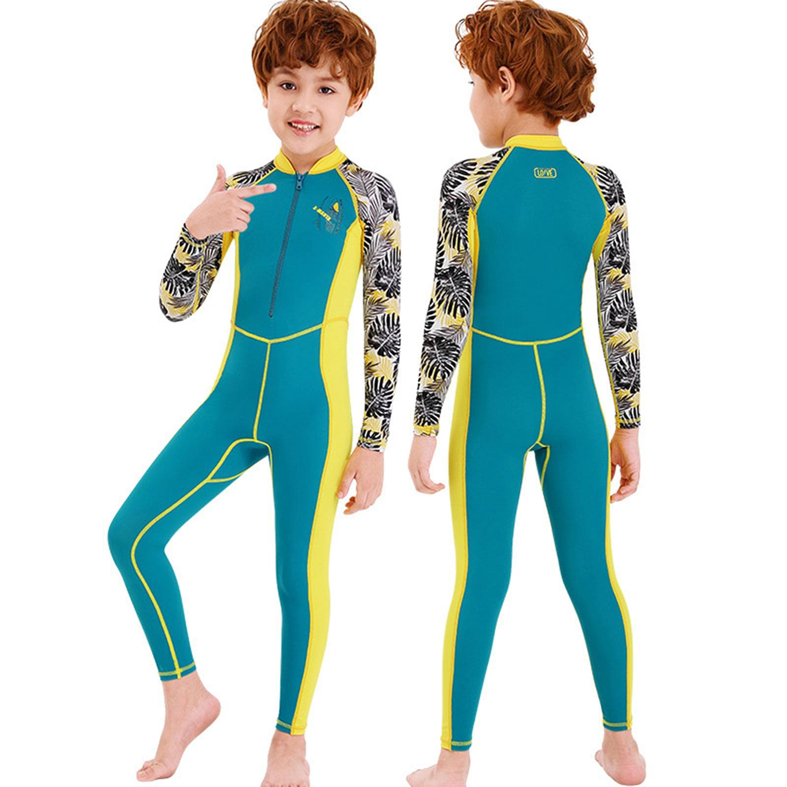 Kid Wetsuit One Piece Swimsuit Sun-Protective Quick-Drying Anti-Wear Anti-Scratch Properties M blue