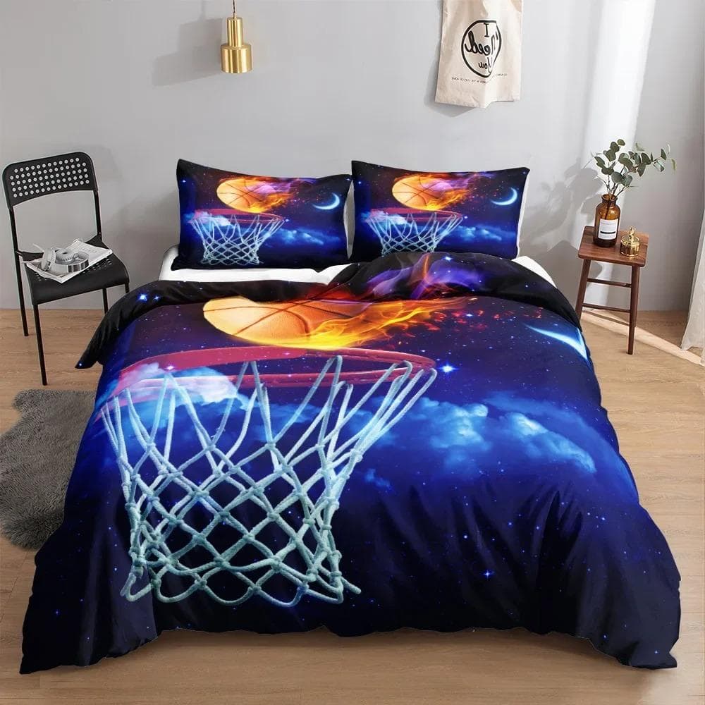 Basketball Duvet Cover Set Basketball Bedding Sets Full Sports Game Collections Duvet Cover for Kids Soft Polyester Qulit Cover 70x133cm 2pcs