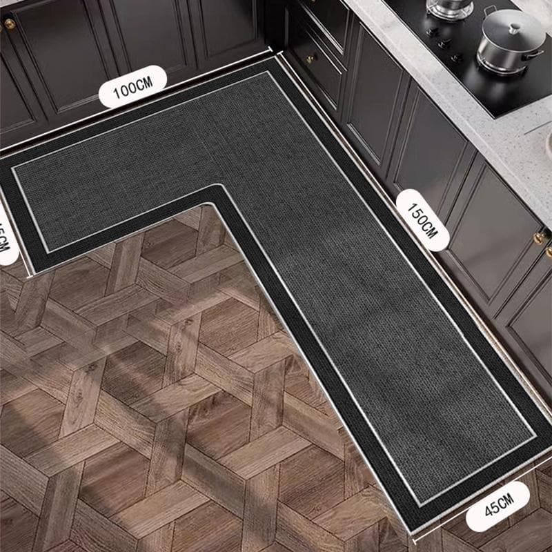 Kitchen Carpet L Shape Non-slip Floor Mat Diatom Mud Absorbent Mats Home Decoration Rug Oil Absorption Imitation Linen Carpets 80x120x45cm