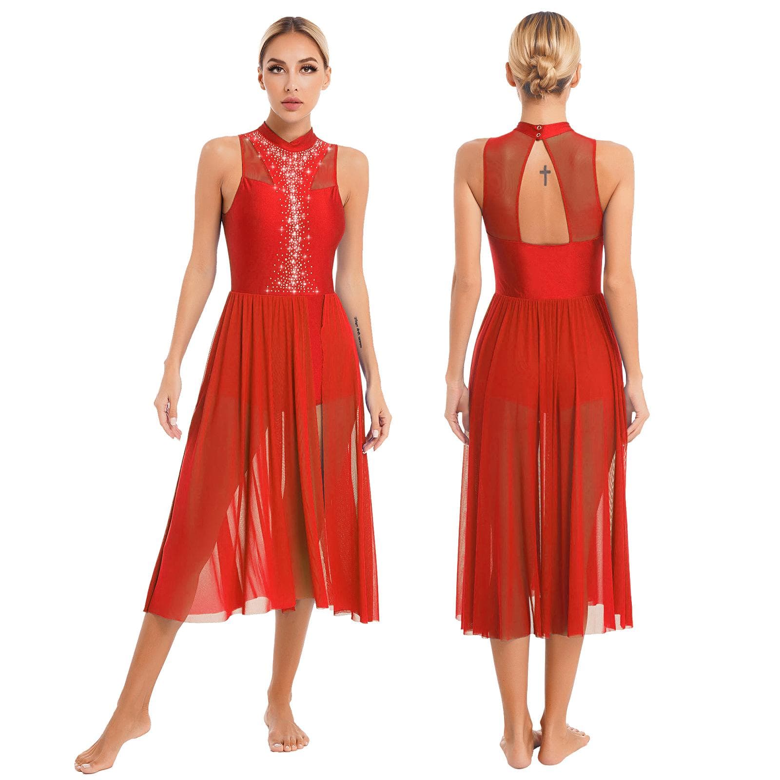 Women Lyrical Dance Costume Contemporary Dance Leotard Dress Dancewear Performance Costume S