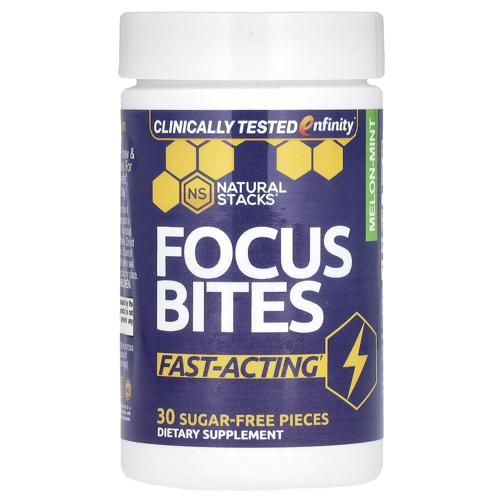 Natural Stacks, Focus Bites, Melon-Mint, Sugar Free, 30