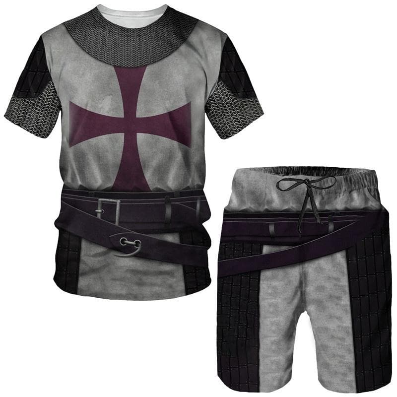 Fashion Knights Templar 3D Print Tees/Shorts/Sets Men's Short Sleeve T-Shirt Tracksuit Vintage Harajuku Streetwear Clothing Suit S