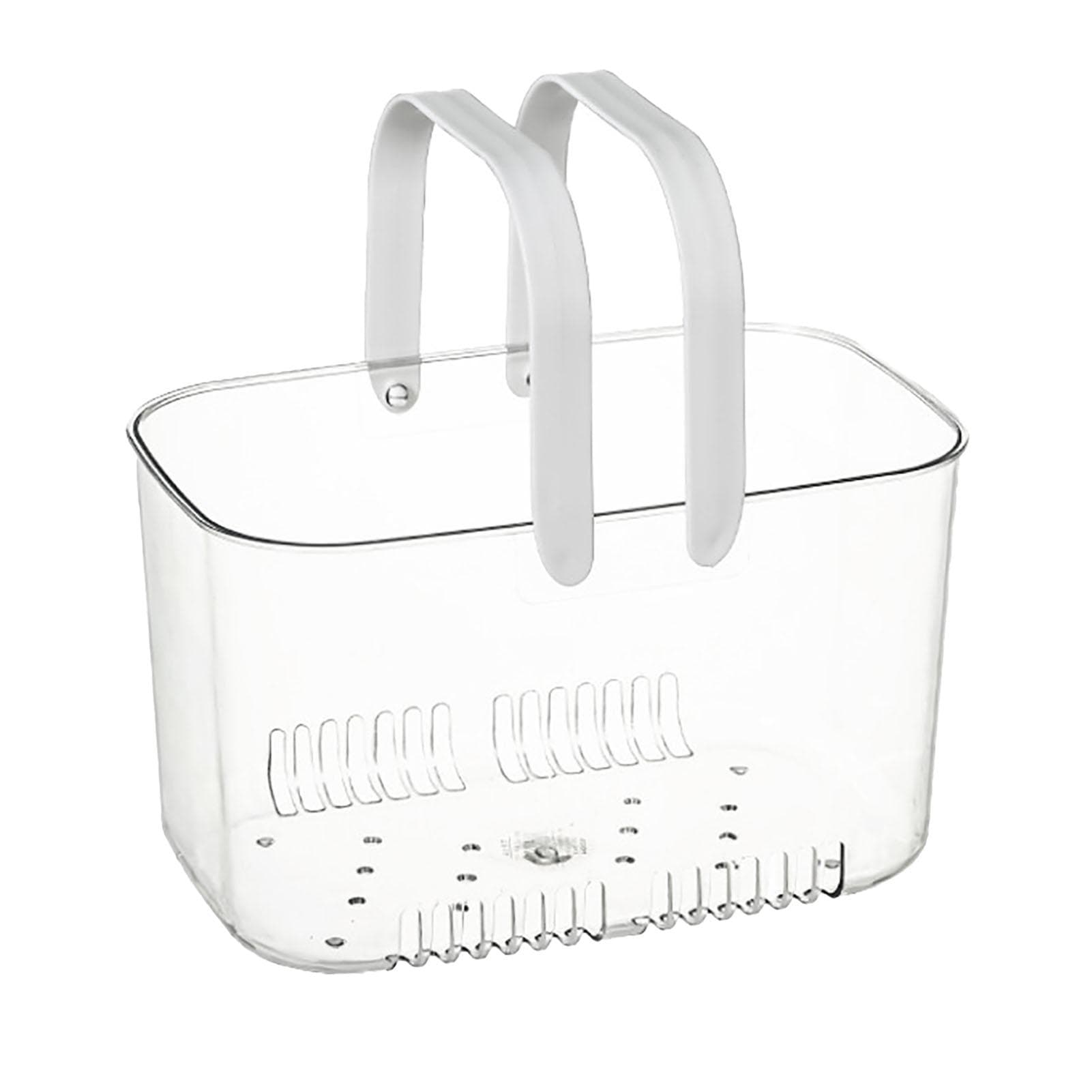 Clear Hand Basket Comfortable Handle Ventilation Holes Easy Access Versatile Fruit Storage Basket white