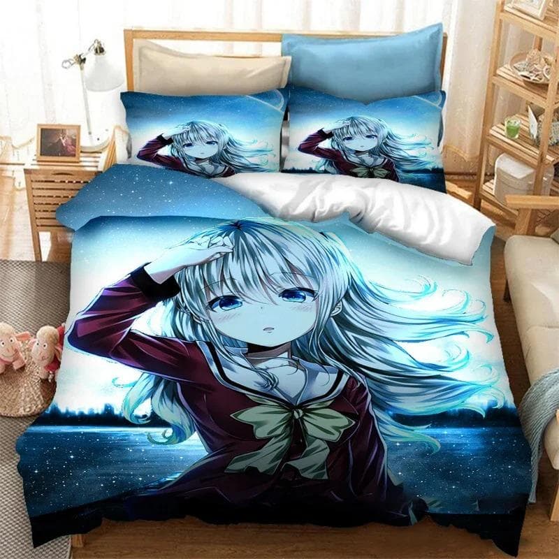 3D Printed Anime Charlotte Tomori Nao Bedding Set Boys Girls Twin Queen Size Duvet Cover Pillowcase Bed Kids Adult Home Textiles 70x133cm 2pcs