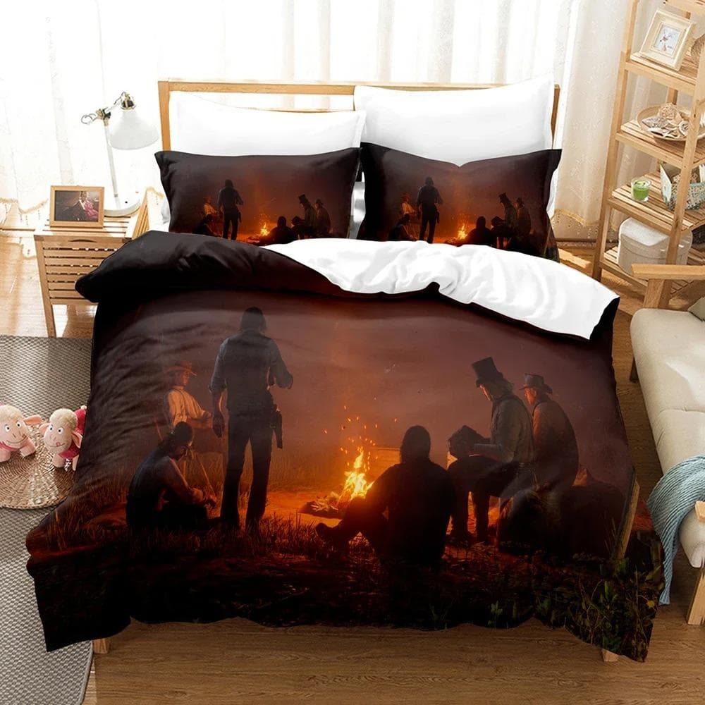 Fashion 3D Red Dead Redemption Bedding Sets Duvet Cover Set With Pillowcase Twin Full Queen King Bedclothes Bed Linen AU Double 180x210cm