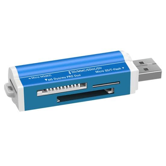 4 in 1 Mini Portable USB TF/MS/M2 Card Reader Adapter for Computer blue